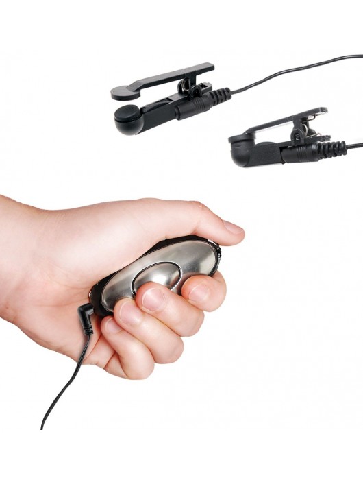 Черные электрические зажимы для сосков Shock Therapy Nipple Clamps - Pipedream - купить с доставкой в Челябинске