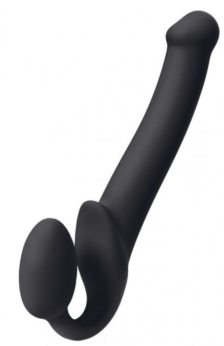 Черный безремневой страпон Silicone Bendable Strap-On M - Strap-on-me - купить с доставкой в Челябинске