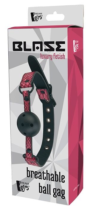 Черно-розовый кляп-шарик с отверстиями BALL GAG - Dream Toys - купить с доставкой в Челябинске