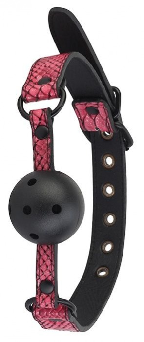 Черно-розовый кляп-шарик с отверстиями BALL GAG - Dream Toys - купить с доставкой в Челябинске