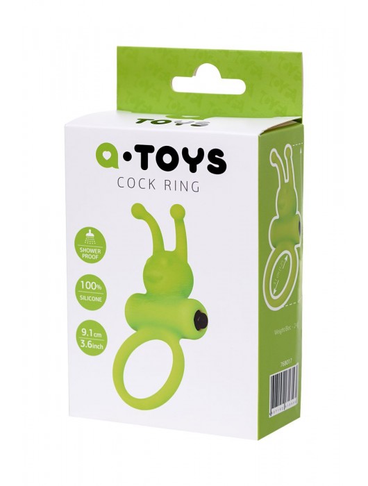 Зеленое эрекционное виброкольцо на пенис Cock Ring - A-toys - в Челябинске купить с доставкой