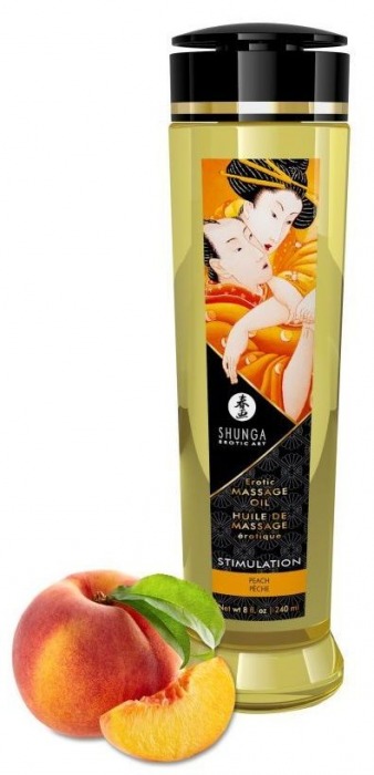 Массажное масло для тела с ароматом персика Stimulation - 240 мл. - Shunga - купить с доставкой в Челябинске