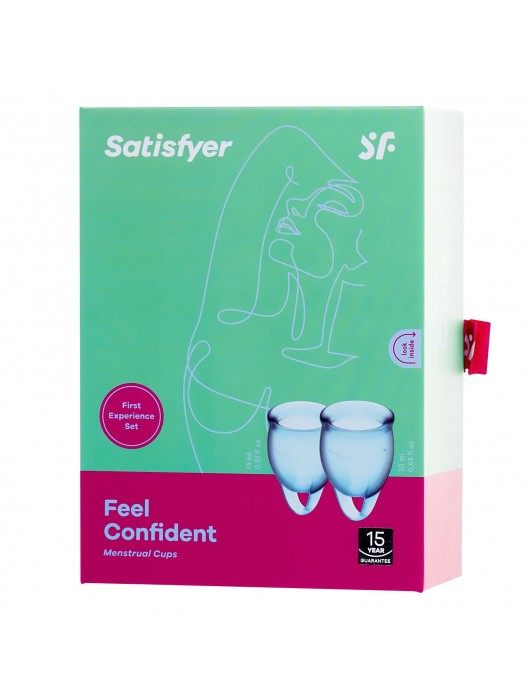 Набор голубых менструальных чаш Feel confident Menstrual Cup - Satisfyer - купить с доставкой в Челябинске