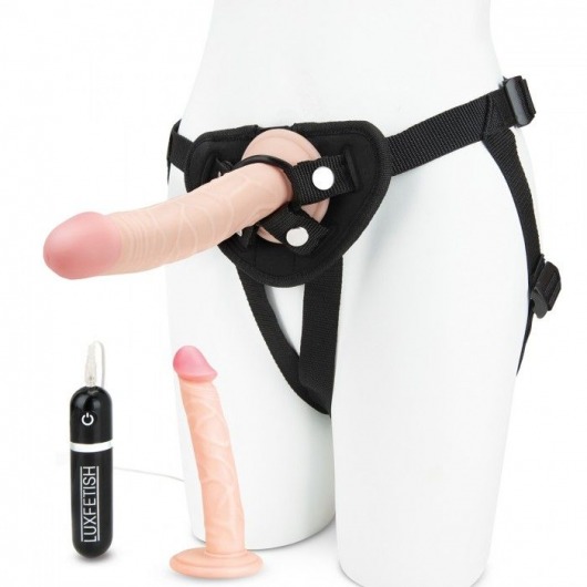 Регулируемые трусики с 2 насадками - 16 и 15 см. - Lux Fetish - купить с доставкой в Челябинске