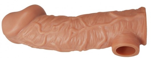 Телесная насадка на фаллос с отверстием для мошонки EXTREME SLEEVE - 17,6 см. - KOKOS - в Челябинске купить с доставкой
