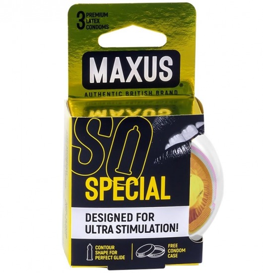 Презервативы с точками и рёбрами в пластиковом кейсе MAXUS Special - 3 шт. - Maxus - купить с доставкой в Челябинске