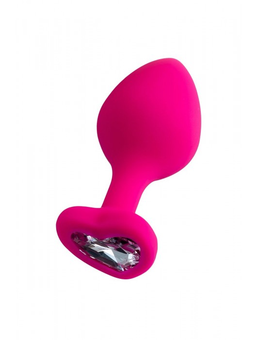Розовая анальная втулка Diamond Heart с прозрачным кристаллом - 8 см. - ToyFa - купить с доставкой в Челябинске