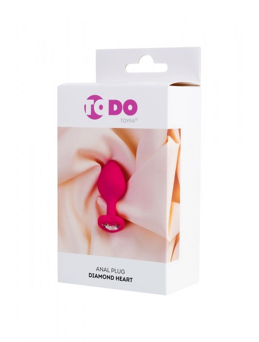 Розовая анальная втулка Diamond Heart с прозрачным кристаллом - 8 см. - ToyFa - купить с доставкой в Челябинске