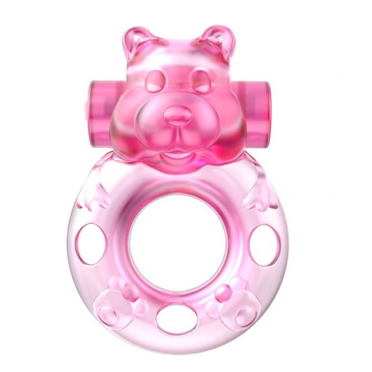 Розовое эрекционное виброкольцо на пенис Pink Bear - Baile - в Челябинске купить с доставкой