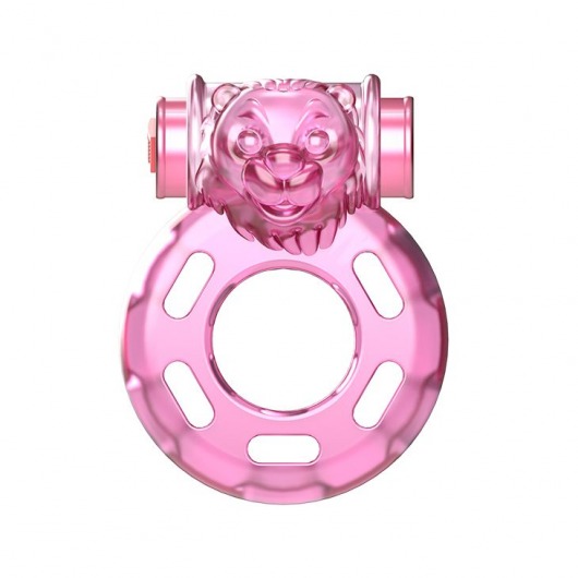 Розовое эрекционное кольцо с вибрацией Pink Bear - Baile - в Челябинске купить с доставкой