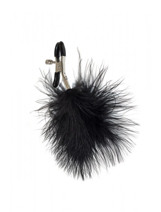 Зажимы на соски с черным пухом Euphoric - Lola Games - купить с доставкой в Челябинске