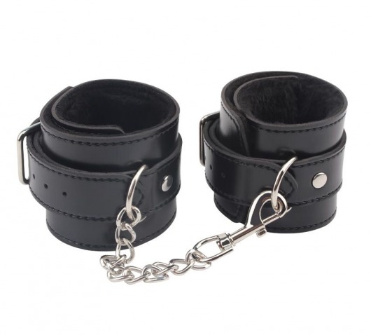 Черные оковы на ноги Obey Me Leather Ankle Cuffs - Chisa - купить с доставкой в Челябинске
