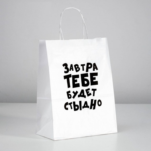 Подарочный пакет  Завтра тебе будет стыдно  - 30 х 24 см. - UPAK LAND - купить с доставкой в Челябинске