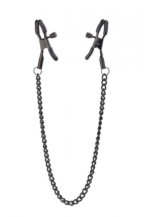 Черные зажимы на соски на цепочке BLAZE DELUXE NIPPLE CLAMPS - Dream Toys - купить с доставкой в Челябинске