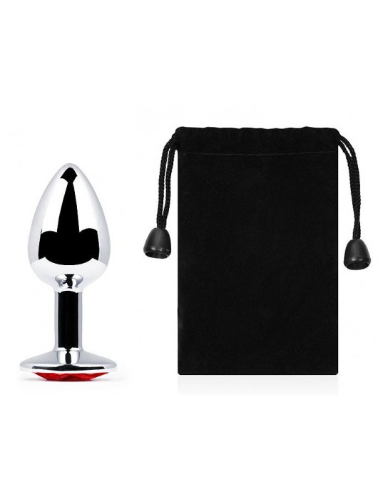 Серебристая анальная пробка с красным стразом - 7,2 см. - Anal Jewelry Plug - купить с доставкой в Челябинске