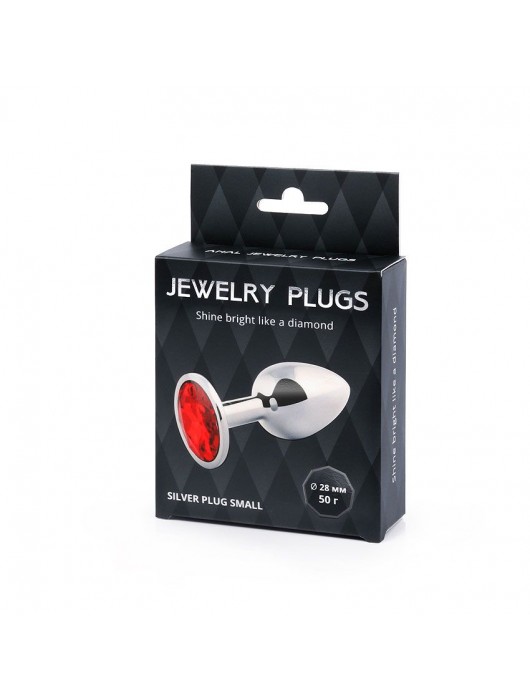 Серебристая анальная пробка с красным стразом - 7,2 см. - Anal Jewelry Plug - купить с доставкой в Челябинске