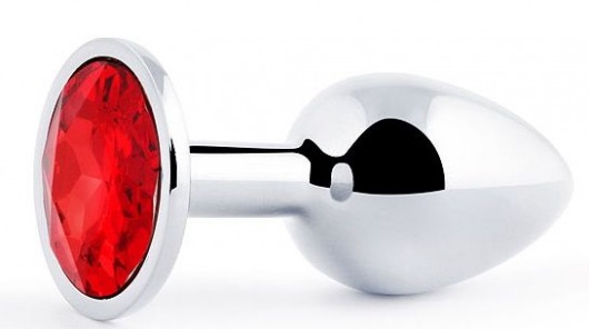 Серебристая анальная пробка с красным стразом - 7,2 см. - Anal Jewelry Plug - купить с доставкой в Челябинске