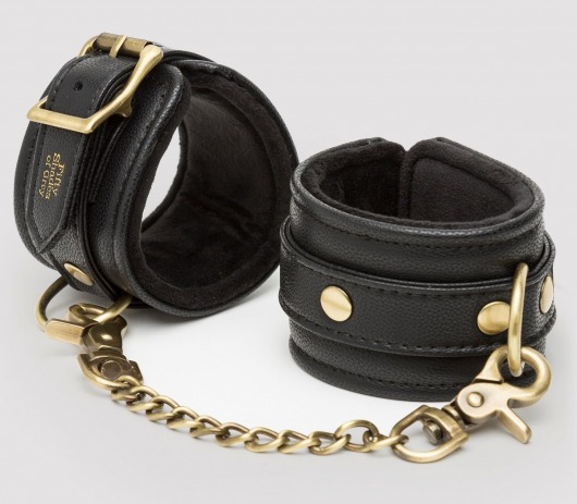 Черные наручники Bound to You Faux Leather Wrist Cuffs - Fifty Shades of Grey - купить с доставкой в Челябинске