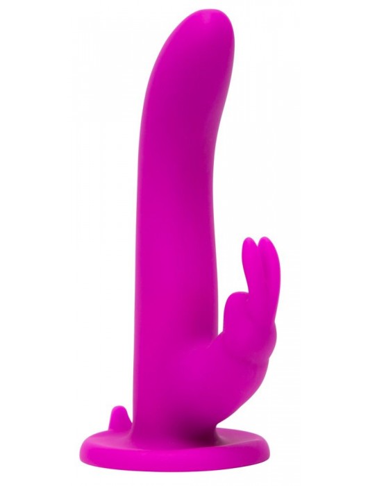 Лиловый страпон Rechargeable Vibrating Strap-On Harness Set - 17,6 см. - Happy Rabbit - купить с доставкой в Челябинске