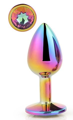 Голографическая анальная втулка с радужным кристаллом - 7,1 см. - Dream Toys - купить с доставкой в Челябинске