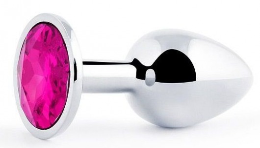 Серебристая анальная пробка с малиновым кристаллом - 7,2 см. - Anal Jewelry Plug - купить с доставкой в Челябинске