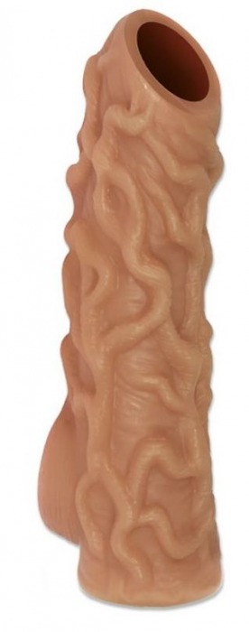 Телесная насадка с венками и открытой головкой Nude Sleeve M - 12 см. - KOKOS - в Челябинске купить с доставкой