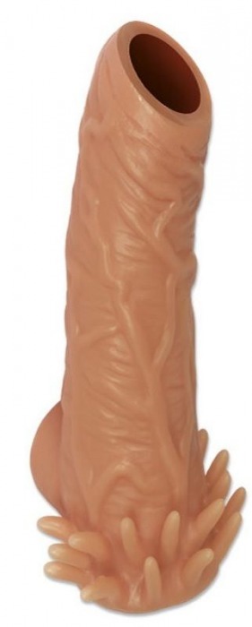Телесная насадка с усиками и открытой головкой Nude Sleeve M - 12 см. - KOKOS - в Челябинске купить с доставкой