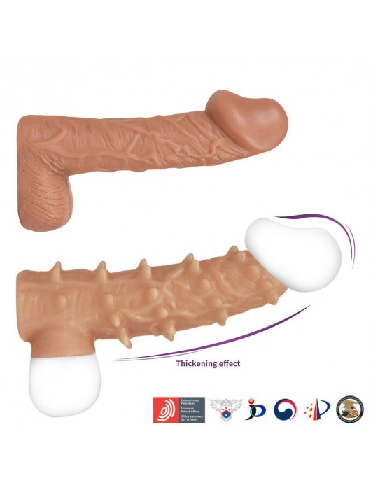 Телесная насадка с шипами и открытой головкой Nude Sleeve L - 14 см. - KOKOS - в Челябинске купить с доставкой