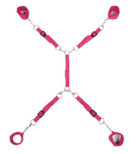 Ярко-розовый набор фиксаций на кровати Classic Bed Spreader - Lux Fetish - купить с доставкой в Челябинске