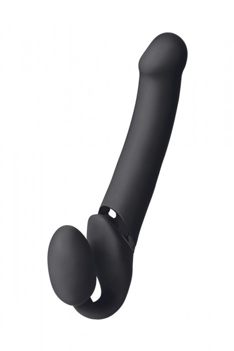 Черный безремневой вибрострапон Vibrating Bendable Strap-On L - Strap-on-me - купить с доставкой в Челябинске