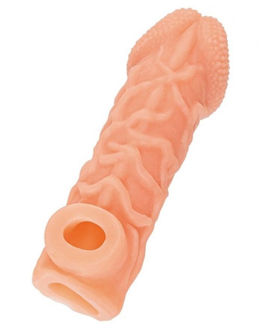 Телесная закрытая насадка с венками Cock Sleeve Size S - 13,8 см. - KOKOS - в Челябинске купить с доставкой