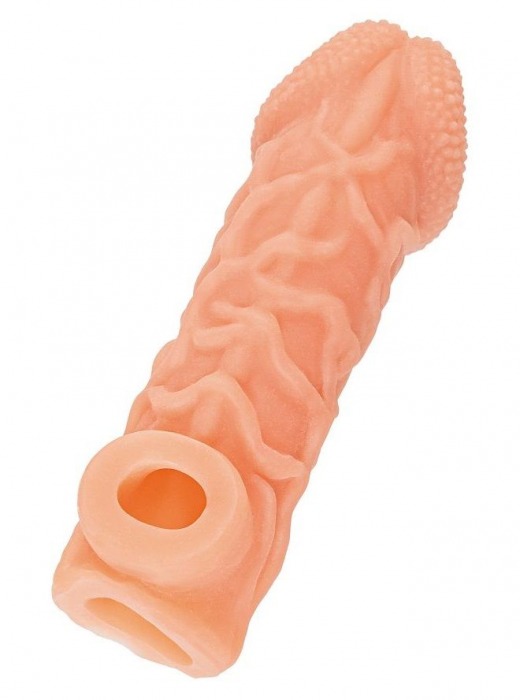 Телесная закрытая насадка с венками Cock Sleeve Size M - 15,6 см. - KOKOS - в Челябинске купить с доставкой