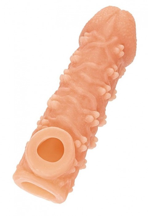 Телесная закрытая насадка с пучками шишечек Cock Sleeve Size L - 17,6 см. - KOKOS - в Челябинске купить с доставкой