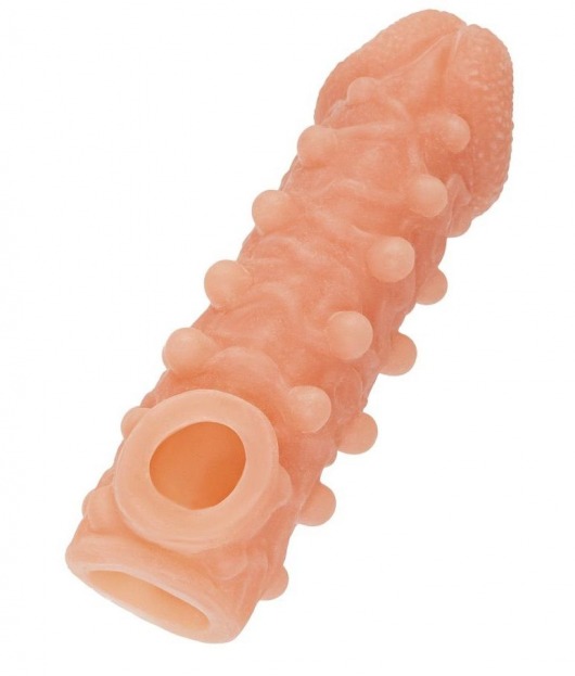 Телесная закрытая насадка с шариками Cock Sleeve Size M - 15,6 см. - KOKOS - в Челябинске купить с доставкой