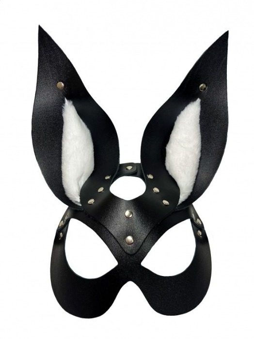 Черная маска зайки с белым мехом на ушках Miss Bunny - БДСМ Арсенал - купить с доставкой в Челябинске