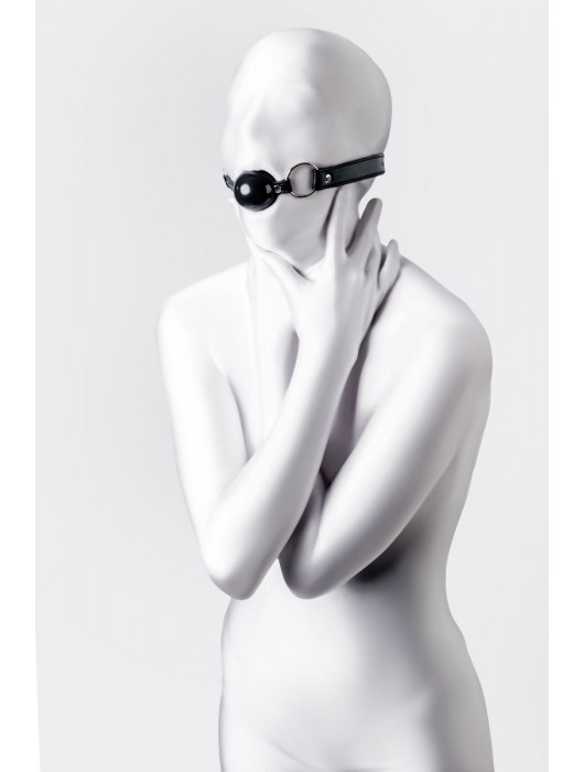 Черный кляп-шар на кожаных ремешках Anonymo - ToyFa - купить с доставкой в Челябинске