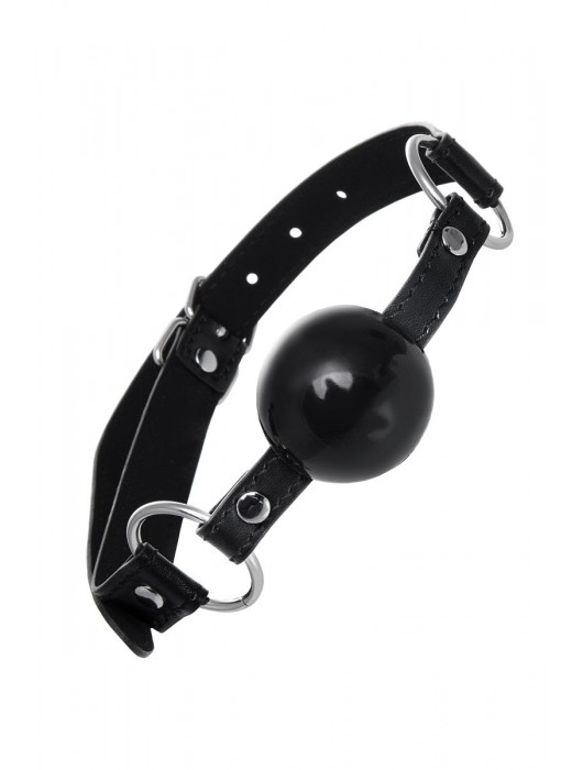 Черный кляп-шар на кожаных ремешках Anonymo - ToyFa - купить с доставкой в Челябинске