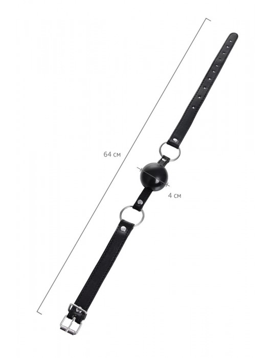 Черный кляп-шар на кожаных ремешках Anonymo - ToyFa - купить с доставкой в Челябинске