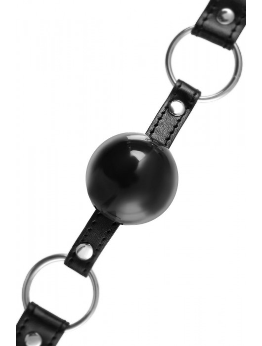 Черный кляп-шар на кожаных ремешках Anonymo - ToyFa - купить с доставкой в Челябинске