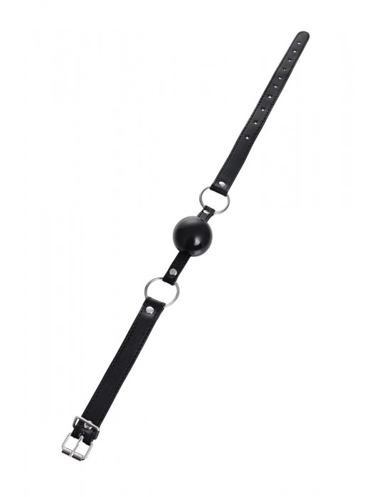 Черный кляп-шар на кожаных ремешках Anonymo - ToyFa - купить с доставкой в Челябинске