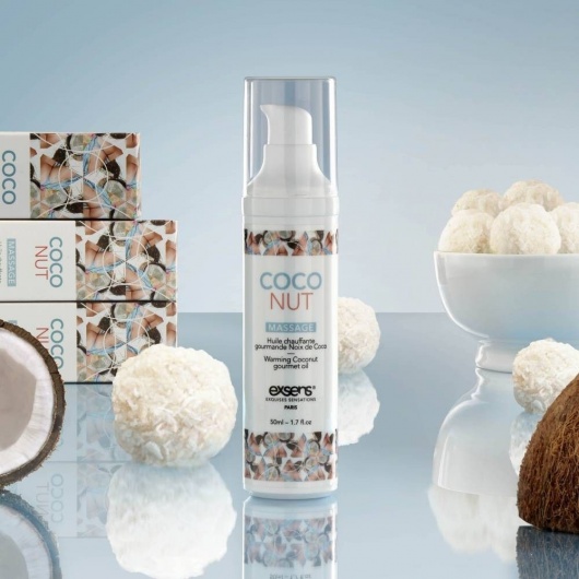 Разогревающее массажное масло с ароматом кокоса Gourmet Coconut - 50 мл. - Exsens - купить с доставкой в Челябинске