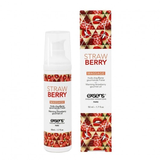 Разогревающее массажное масло  с ароматом клубники Gourmet Strawberry - 50 мл. - Exsens - купить с доставкой в Челябинске