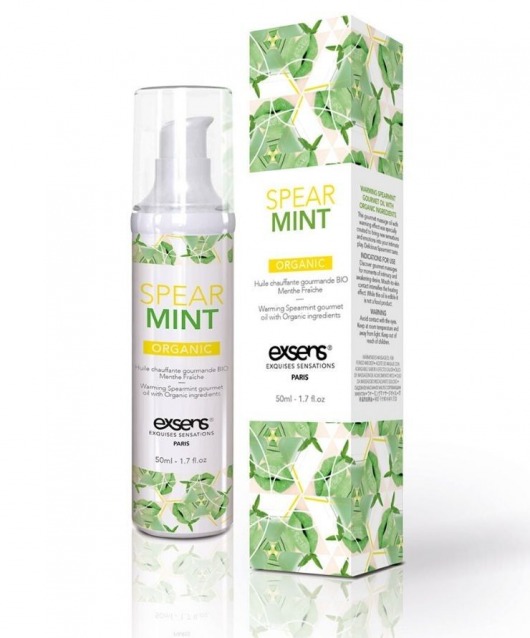Разогревающее массажное масло Gourmet Spearmint Organic с органическими ингредиентами - 50 мл. - Exsens - купить с доставкой в Челябинске