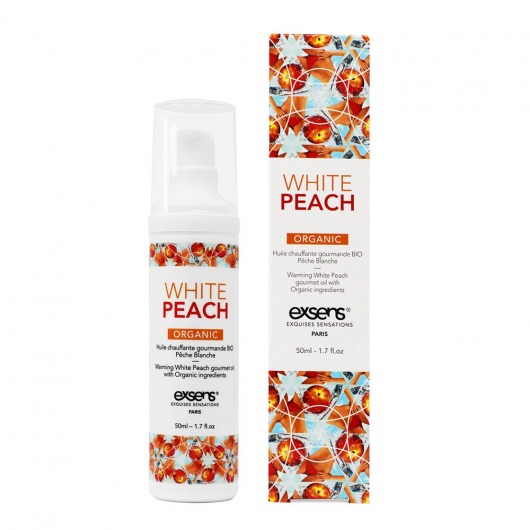 Разогревающее массажное масло Gourmet White Peach Organic с органическими ингредиентами - 50 мл. - Exsens - купить с доставкой в Челябинске