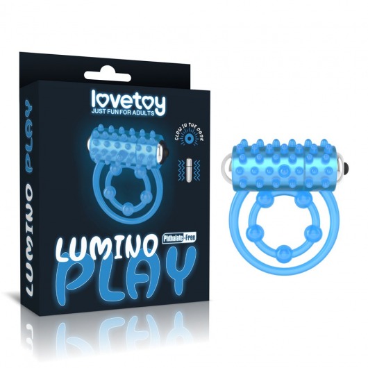 Голубое, светящееся в темноте виброкольцо Lumino Play Vibrating Penis Ring - Lovetoy - в Челябинске купить с доставкой