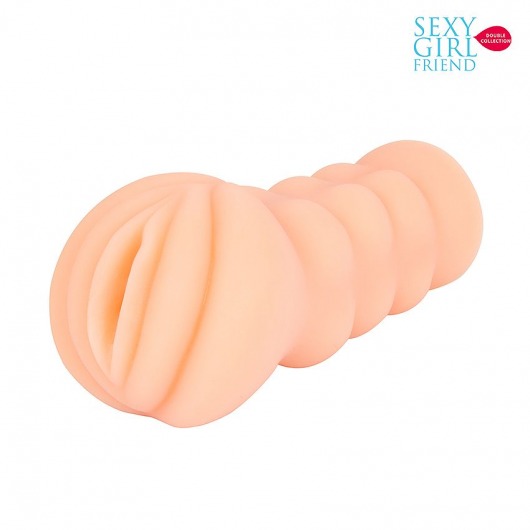 Телесный мастурбатор-вагина с комплектом эрекционных колец - Bior toys - в Челябинске купить с доставкой