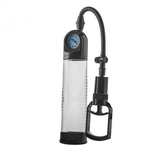Прозрачная вакуумная помпа с манометром Deluxe Penis Pump - Dream Toys - в Челябинске купить с доставкой