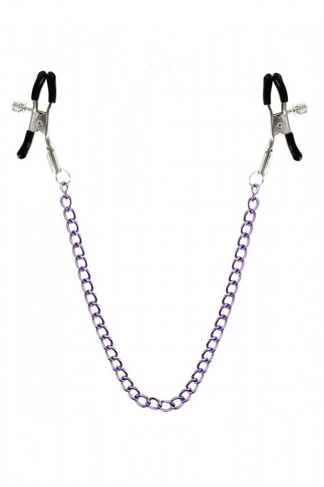 Зажимы для сосков с фиолетовой цепочкой Sweet Caress Nipple Chain - Sweet Caress - купить с доставкой в Челябинске