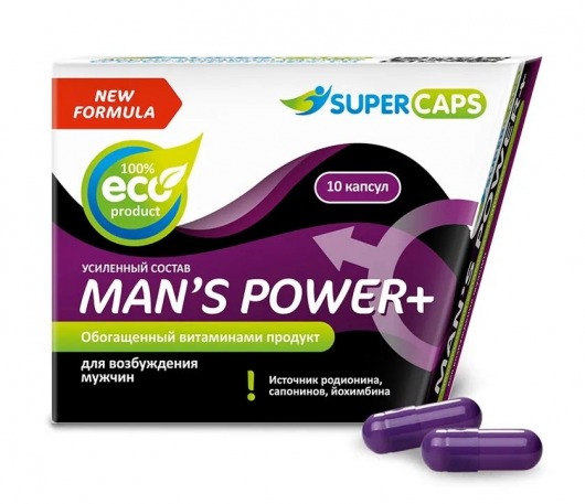 Возбуждающее средство для мужчин Mans Power plus - 10 капсул (0,35 гр.) +1 в подарок - SuperCaps - купить с доставкой в Челябинске