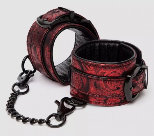 Красно-черные наручники Reversible Faux Leather Wrist Cuffs - Fifty Shades of Grey - купить с доставкой в Челябинске